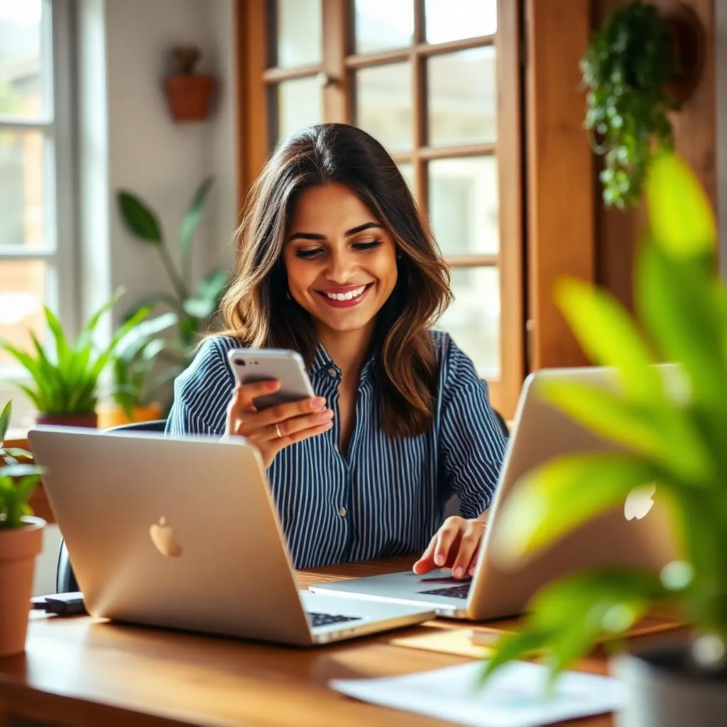 Empreendedora atendendo clientes pelo WhatsApp com a autozap